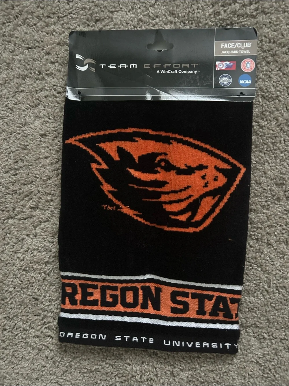 Team Effort Oregon State Beavers Face/Club Jacquard Towel Black Orange White
